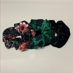 Set of three hand sewn velvet Scrunchies